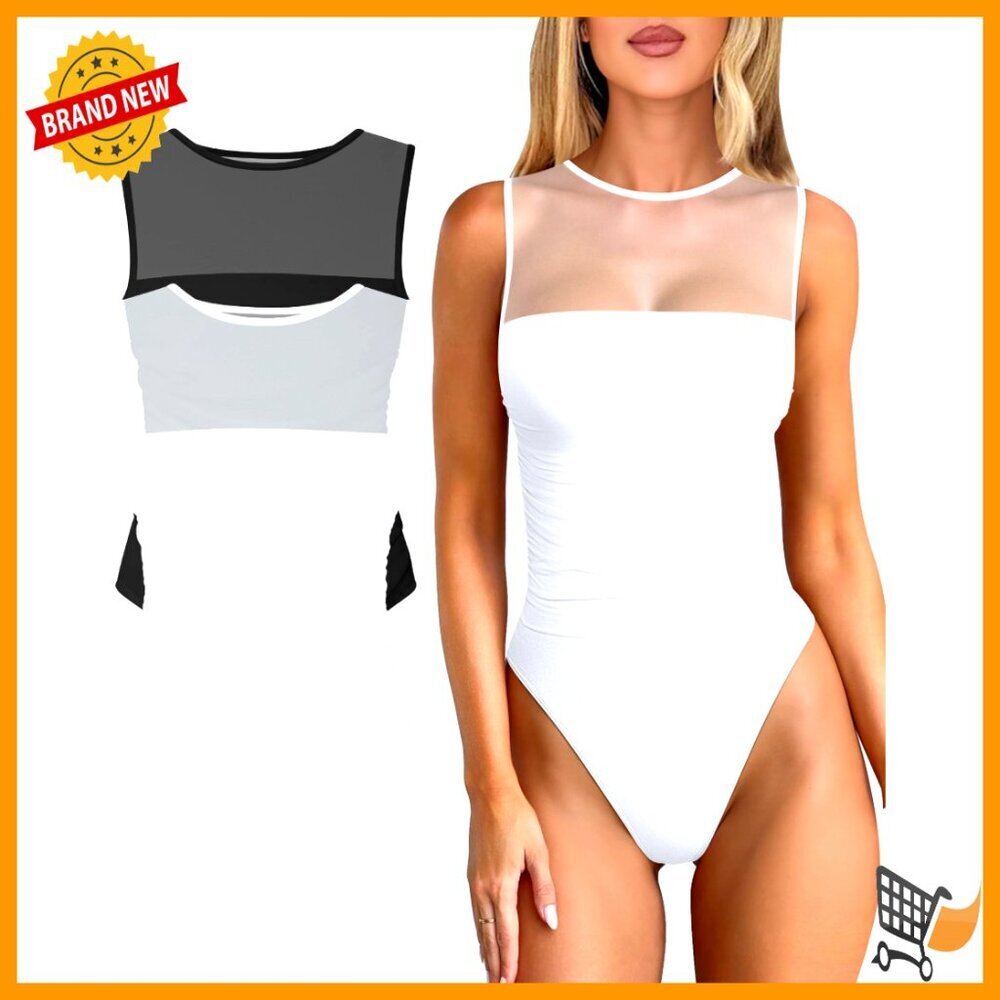 Mesh Ruched Sleeveless Bodysuit Shapewear Leotard Chic Going Out Top